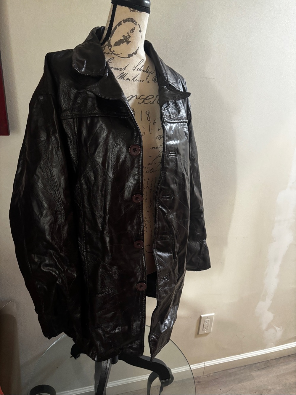 M Collection Dark Brown Leather Trench Coat